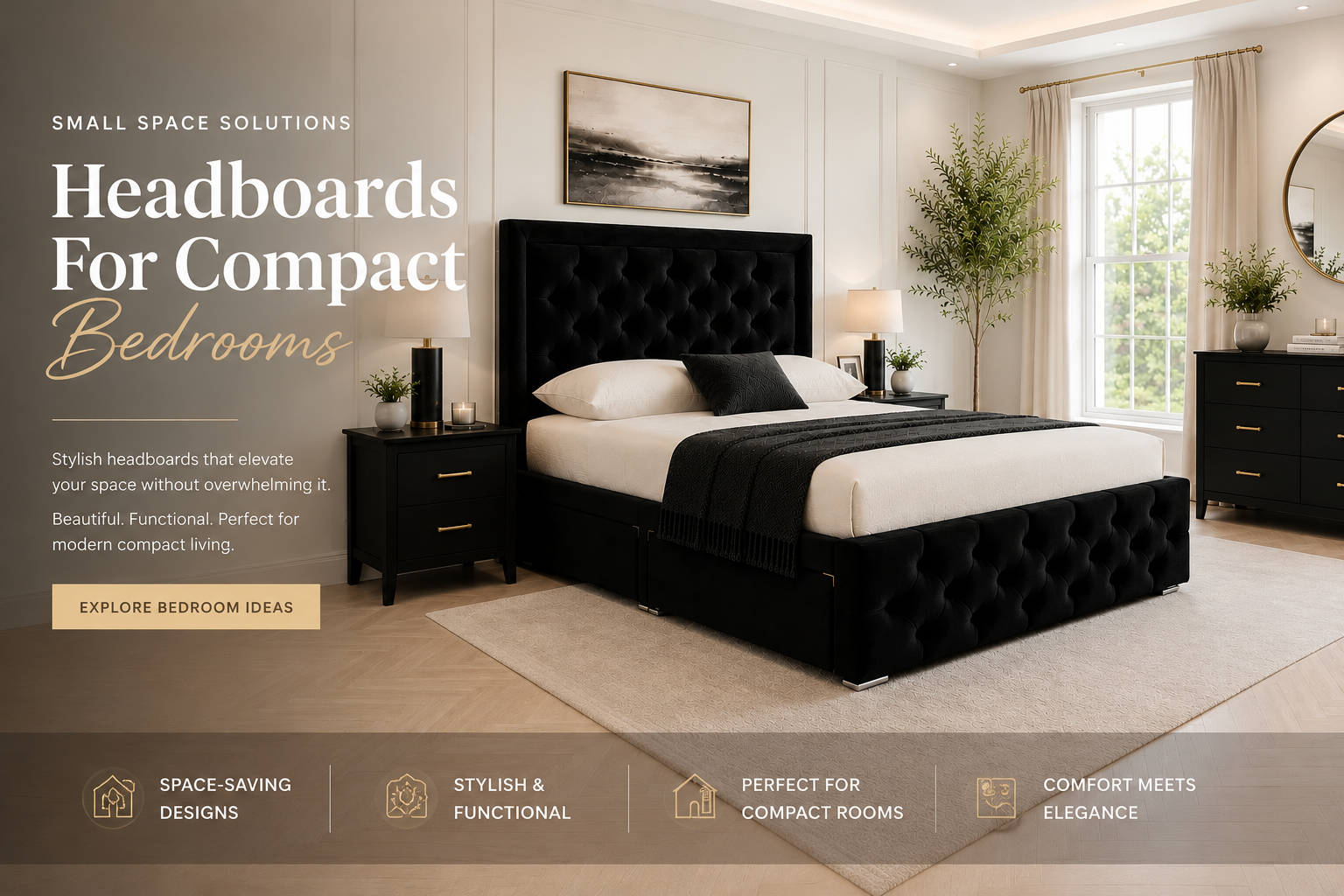 Headboards for Small Rooms in a modern compact bedroom